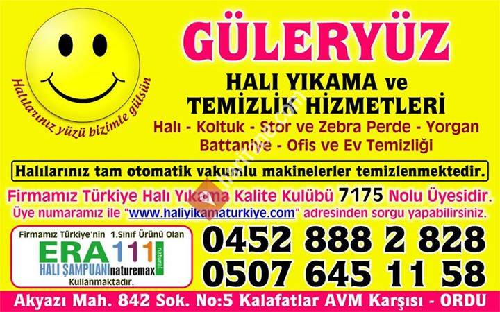 Güleryüz Halı Yıkama ve Temizlik hizmetleri..ERHAN ÜNAL