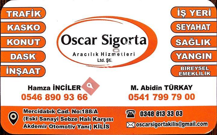 Oscar Sigorta Aracılık Hizmetleri Ltd. Şti. - Kilis