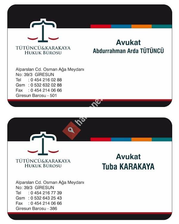 TÜTÜNCÜ KARAKAYA HUKUK BÜROSU Av. Abdurrahman Arda TÜTÜNCÜ & Av. Tuba KARAKAYA